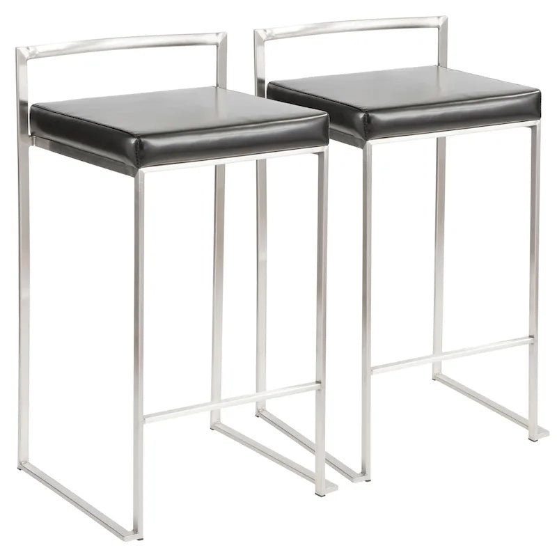 Sgabello da bancone impilabile in acciaio inossidabile completamente saldato Silver Orchid Forrest (set di 2) 5