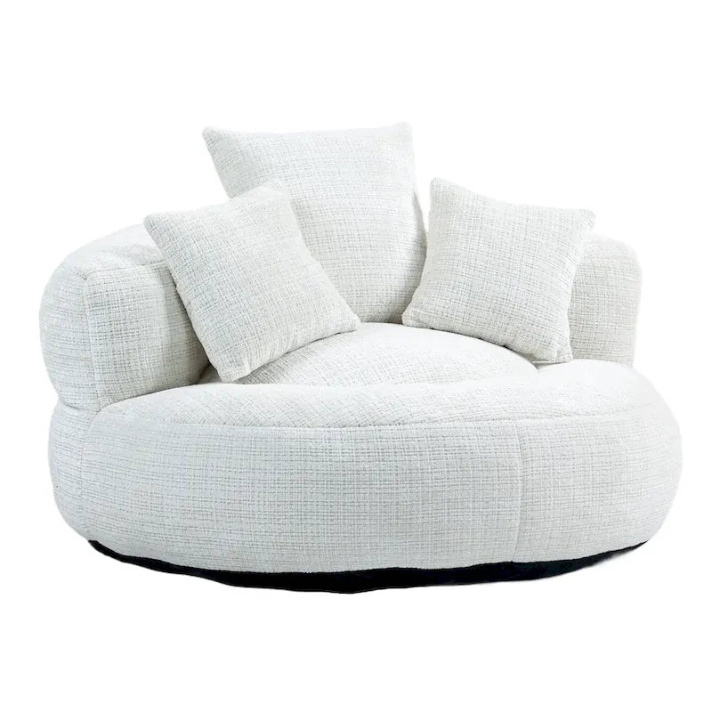 Chenille High Back Lazy Sofa with 3 Pillows and Oversized Bean Bag Chair 23