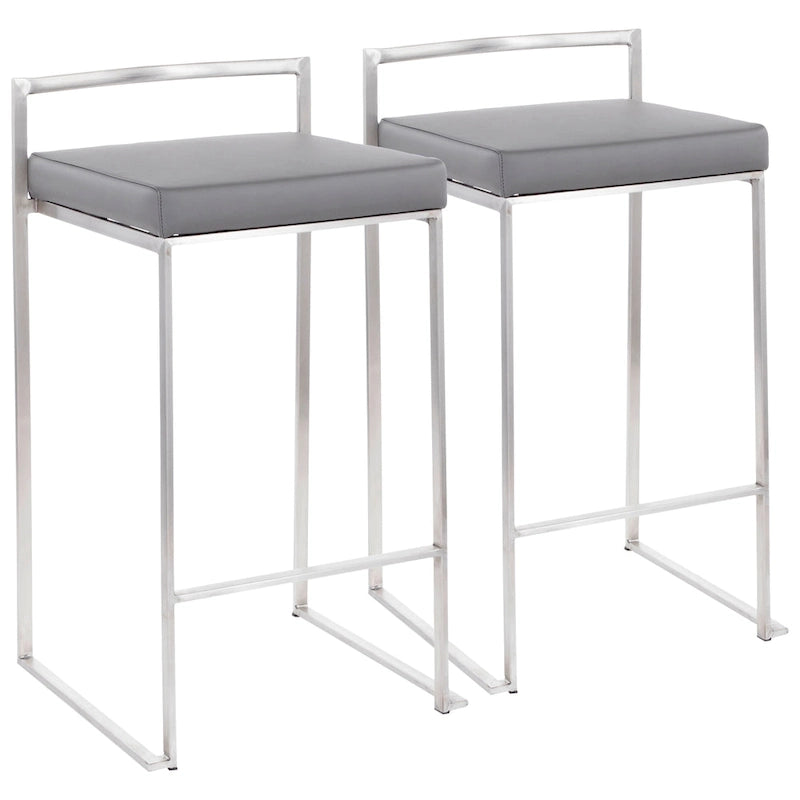 Sgabello da bancone impilabile in acciaio inossidabile completamente saldato Silver Orchid Forrest (set di 2) 11