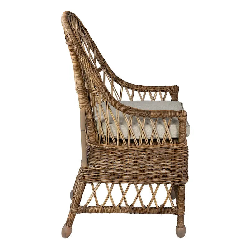 Bayside Curvilinear Rattan Cushioned Dining Chair by East at Main - 22x23x39 4