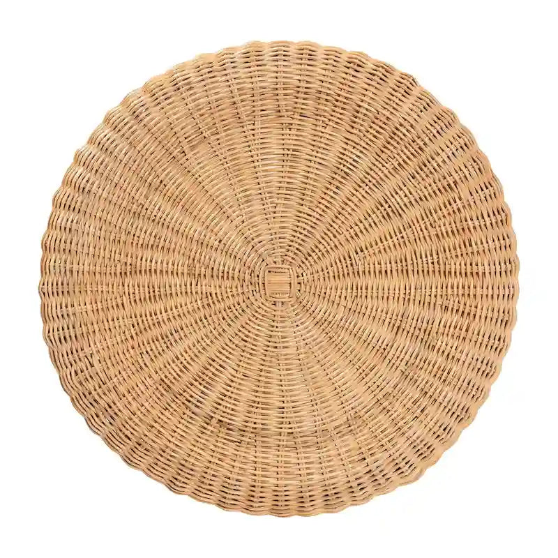 Avalon Scallop Natural Rattan Side Table - Handwoven Wicker Table with Skirted Base, Coastal Style for Living Room or Hallway 6