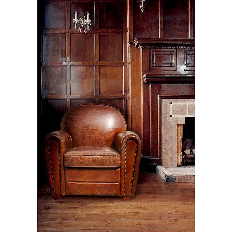 Poltrona Club Paris in vera pelle Pasargad Home, marrone 5