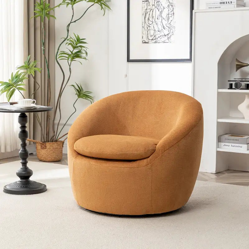 Swivel Barrel Chair - 360° Rotation - Boucle Fabric 26