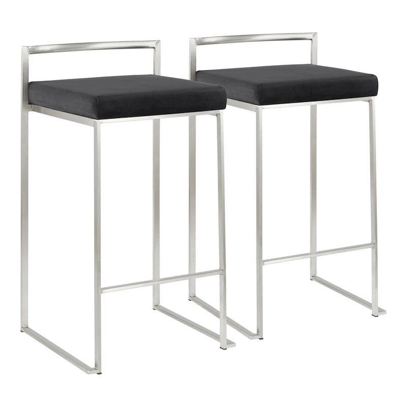 Sgabello da bancone impilabile in acciaio inossidabile completamente saldato Silver Orchid Forrest (set di 2) 15