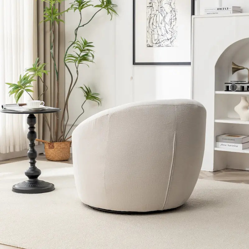 Swivel Barrel Chair - 360° Rotation - Boucle Fabric 19
