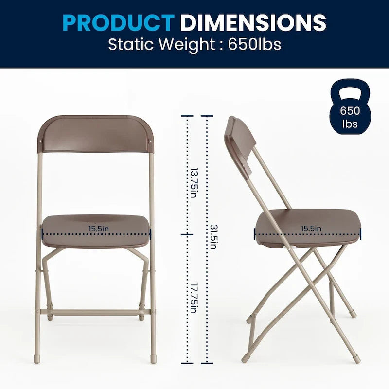 Plastic Folding Chair - 10 Pack 650LB Weight Capacity - Event Chair 35