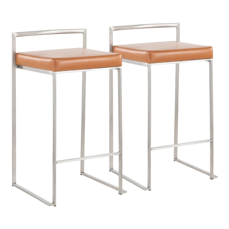 Sgabello da bancone impilabile in acciaio inossidabile completamente saldato Silver Orchid Forrest (set di 2) 9