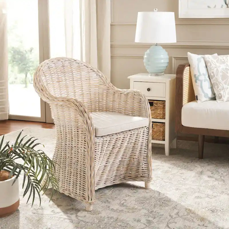 SAFAVIEH Sinja Yellow Rattan Club Chair - 24  x 26  x 35  - 24Wx26Dx35H 5