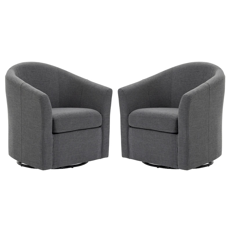 Set of 2 Modern Upholstered Swivel Barrel Chair Living Room Accent Chair 36