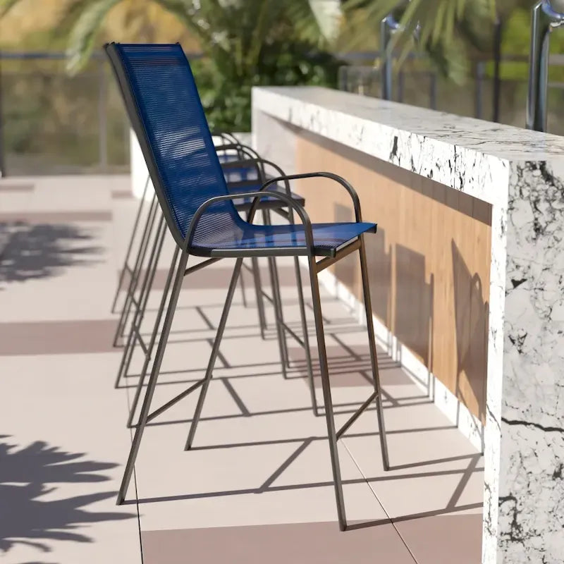 4 Pack Outdoor Barstools with Flex Comfort Material - Patio Stool 6