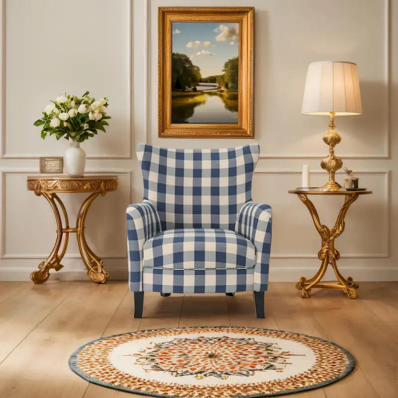 Modern Retro 30.25 High Back Upholstered Arm Chair with Wood Legs for Living Room 32