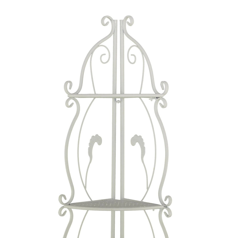 Metal Scroll Indoor Outdoor Tall Folding 5 Shelves Bakers Rack - Gold or White - Roche River Decor 36