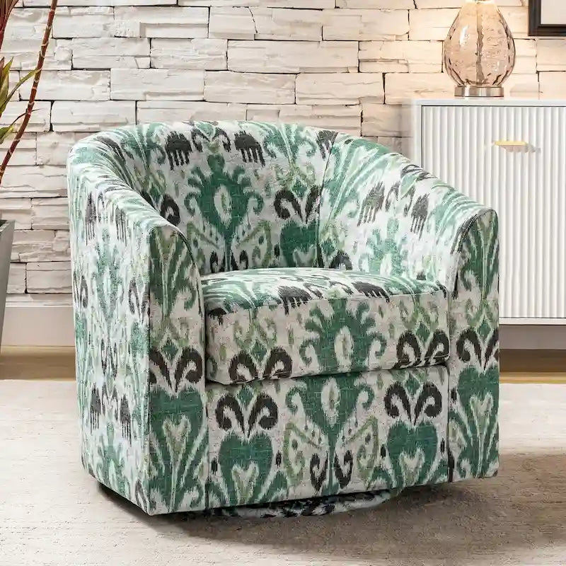 Cuenca Modern Upholstered Barrel Chair with Swivel Base 18