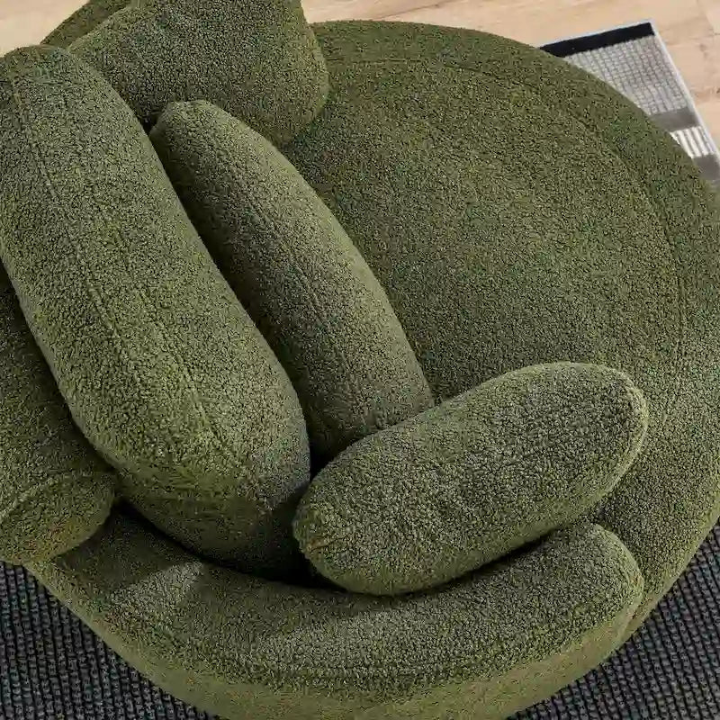 Oversized Swivel Cuddle Barrel Chair with moon storage ottoman 13