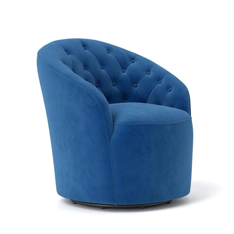Velvet Upholstered 360 Degree Swivel Barrel Chair with Button Tufted Back 20