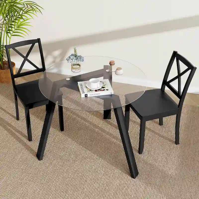 Costway 36 Round Glass Dining Table for 4 with Tempered Glass - See Details 7