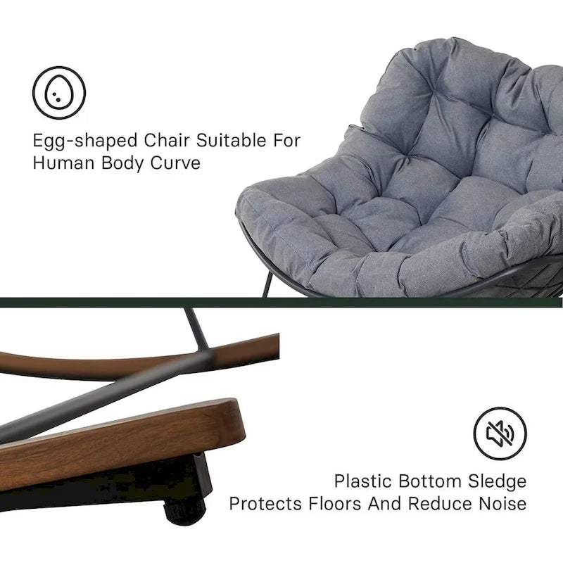 Sedia a dondolo gigante da patio, sedia a forma di uovo per interni ed esterni, in stile libero, con cuscino, poltrona moderna per giardino, cortile 8