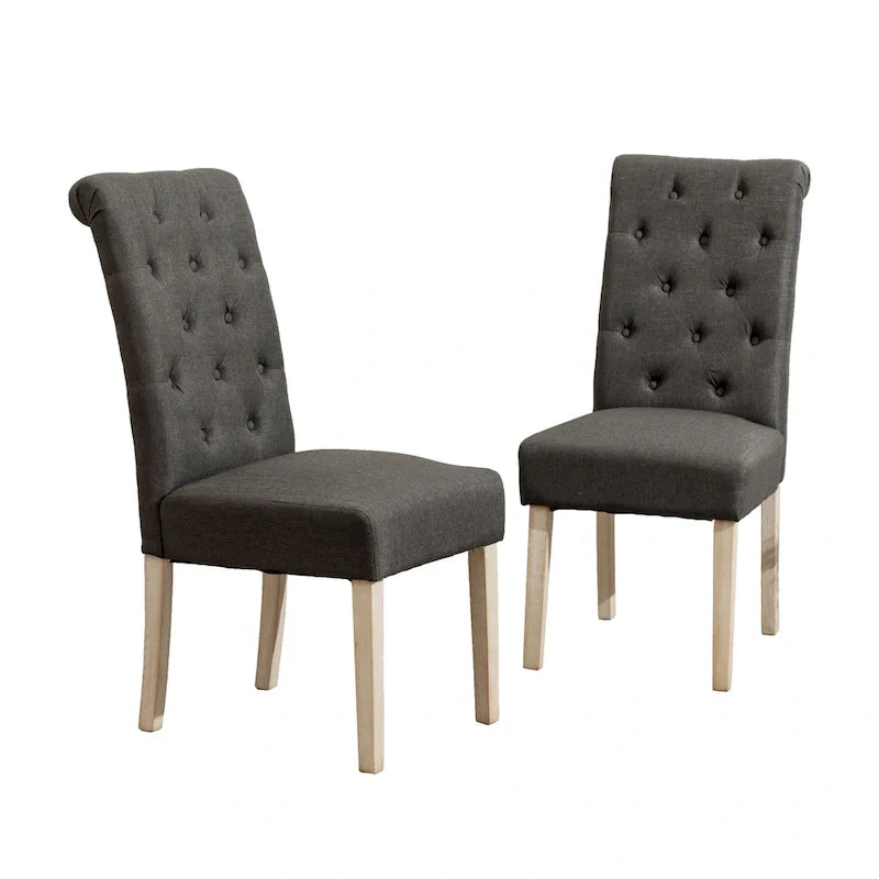 5 Piece Dining Table Set, Wooden Kitchen Furniture Set, Round Table with Cross-Buck Pedestal Base and 4 Tufted Chairs 37