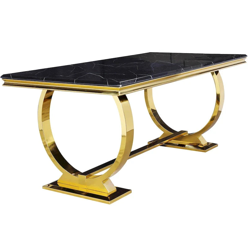 Modern Dining Room Table with Stainless Steel Metal U-Base 4