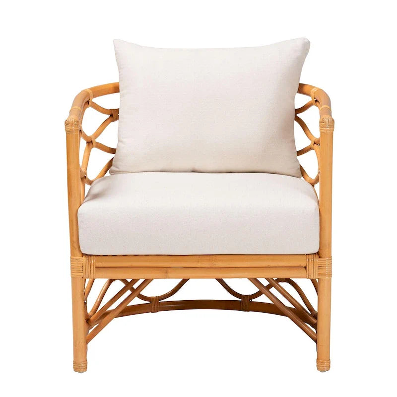 Poltrona Acelynn in Rattan Chiaro Miele Stile Bohemien 4