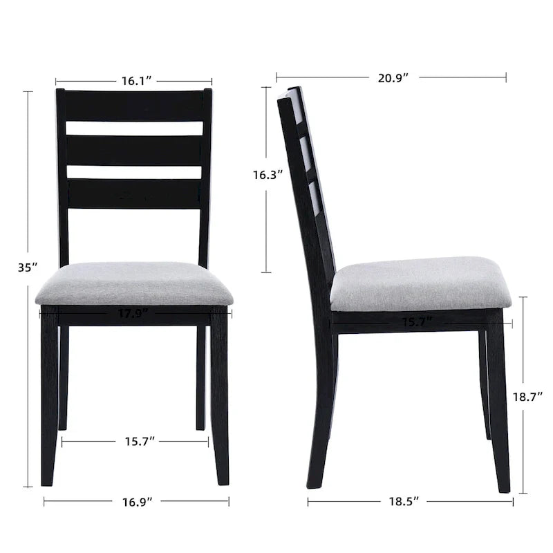 Set di 5 mobili da pranzo in legno massello 47L (1 tavolo + 4 sedie con schienale a doghe) 20