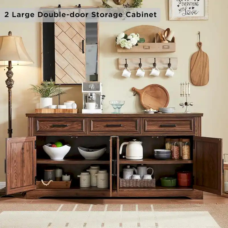 Farmhouse Buffet Sideboard Cabinet,Coffee Bar Wine Bar for Dining Room - N/A 34