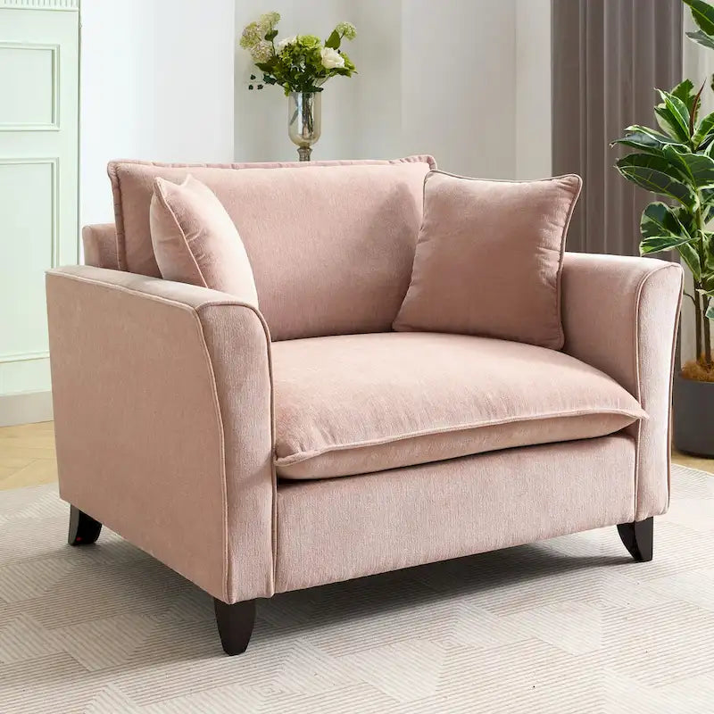 Oversized Chenille Fabric Armchair 11