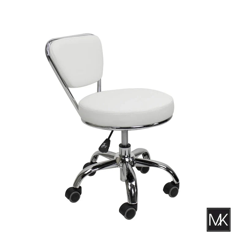 Sgabello basso Dayton con schienale regolabile da 13 a 15, rotelle, bianco - N/A 3