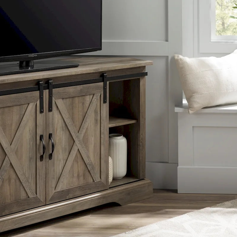 Middlebrook 52-inch Sliding Barn Door Corner TV Stand 9