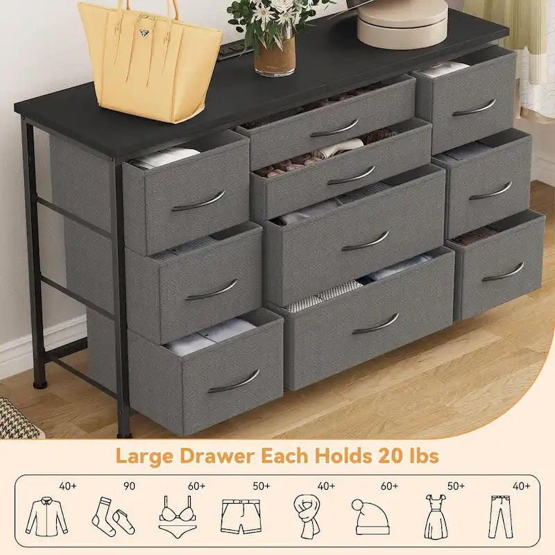Bedroom Dresser with 10 Large Drawers for 55 Long TV Stand - 55 inches 42
