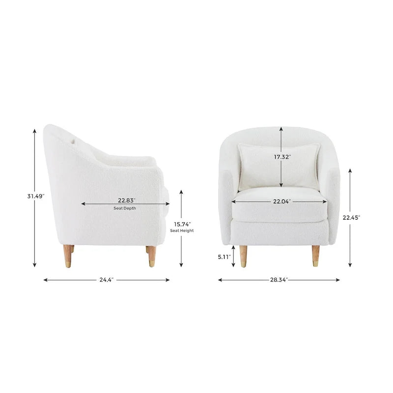 28.34W Set Of 2 Accent Armchair, Velvet Barrel Chair with Solid Wood Legs 15