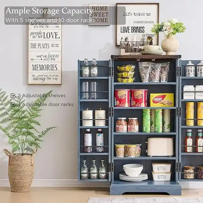 47 Armadietto da Cucina Dispensa, Mobile Contenitore con Ante Scorrevoli Stile Fienile - N/D 22
