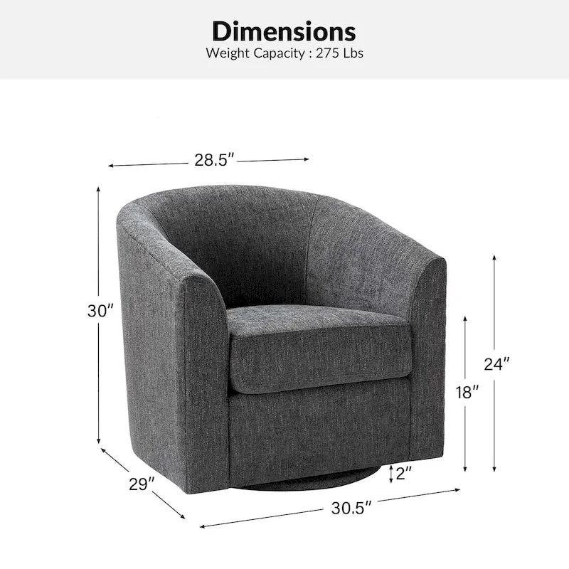 Cuenca Modern Upholstered Barrel Chair with Swivel Base 17