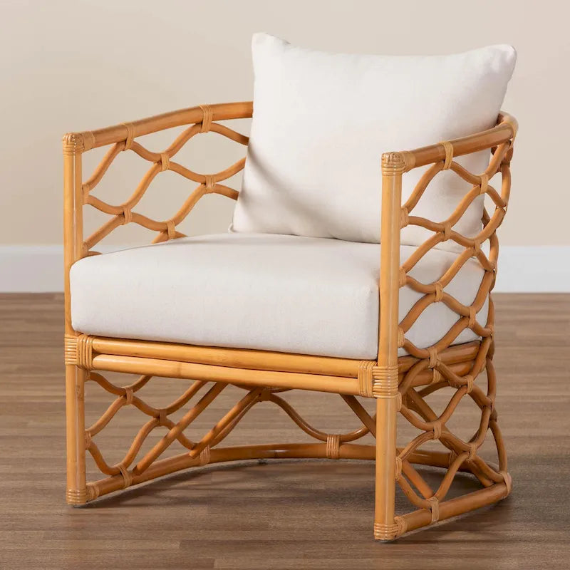 Poltrona Acelynn in Rattan Chiaro Miele Stile Bohemien 11