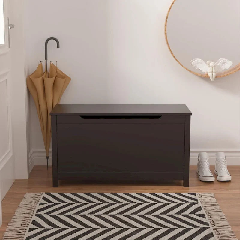 Kids Wooden Toy Box Storage with Safety Hinged Lid for Ages 3+ 8