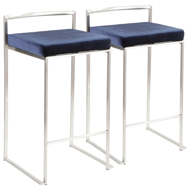 Sgabello da bancone impilabile in acciaio inossidabile completamente saldato Silver Orchid Forrest (set di 2) 17
