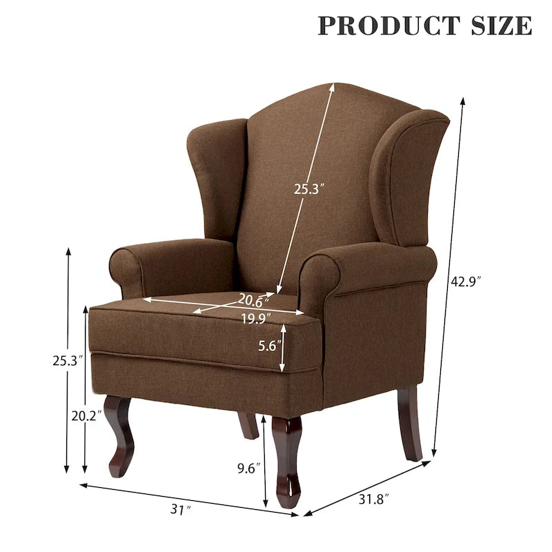 2 Set Traditional Wingback Accent Chairs Upholstered Armchair 42