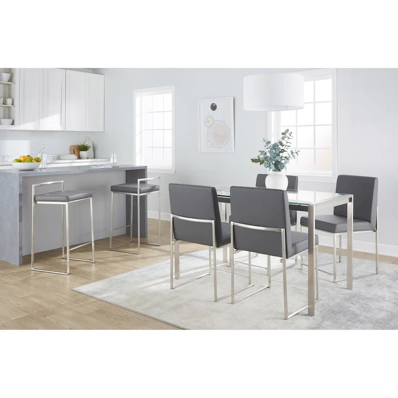 Sgabello da bancone impilabile in acciaio inossidabile completamente saldato Silver Orchid Forrest (set di 2) 43