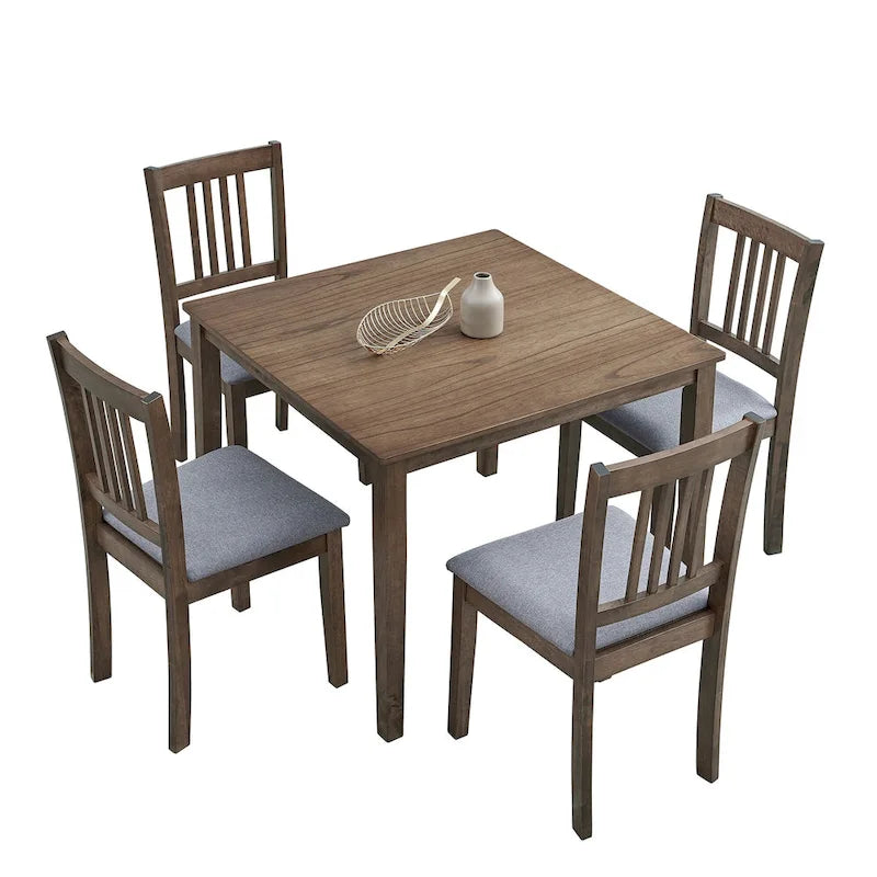 Set Tavolo e Sedie per Colazione in Cucina, Tavolo da Pranzo Quadrato in Legno, Tavolo da Pranzo Casuale con 4 Sedie Imbottite 17