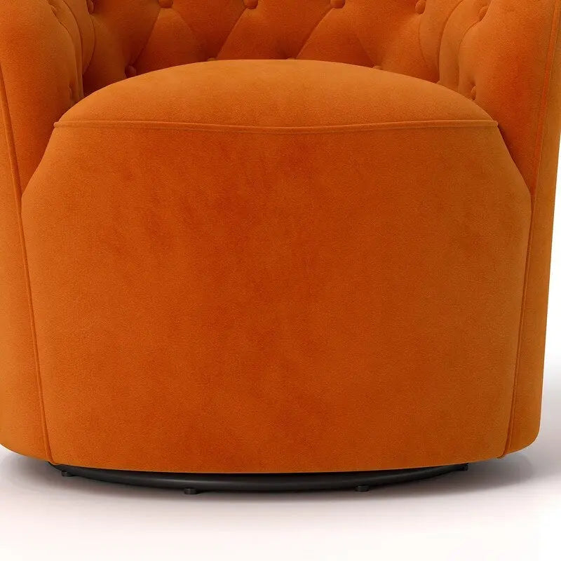 Velvet Upholstered 360 Degree Swivel Barrel Chair with Button Tufted Back 16