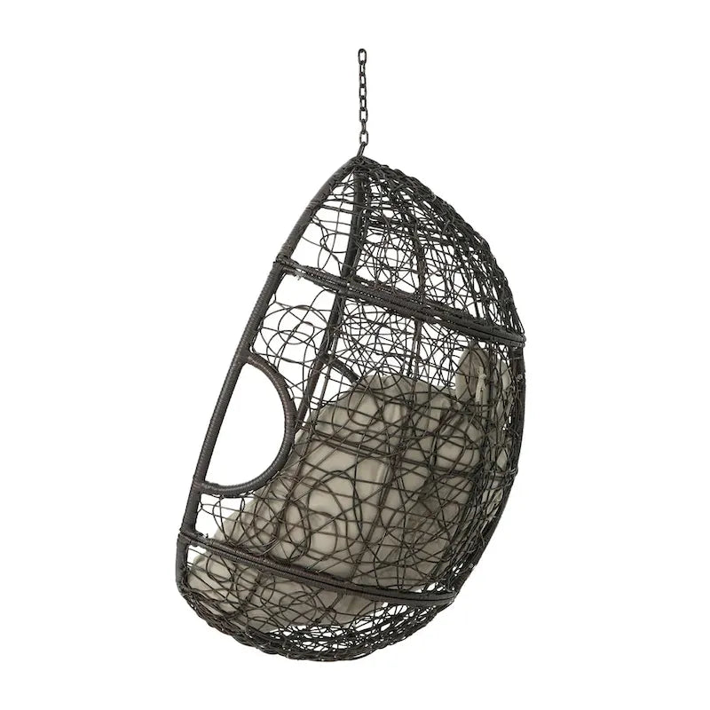 Waterproof Outdoor Wicker Hanging Basket Chair with Cushions, Hammock Seat - 300 lbs Capacity 19
