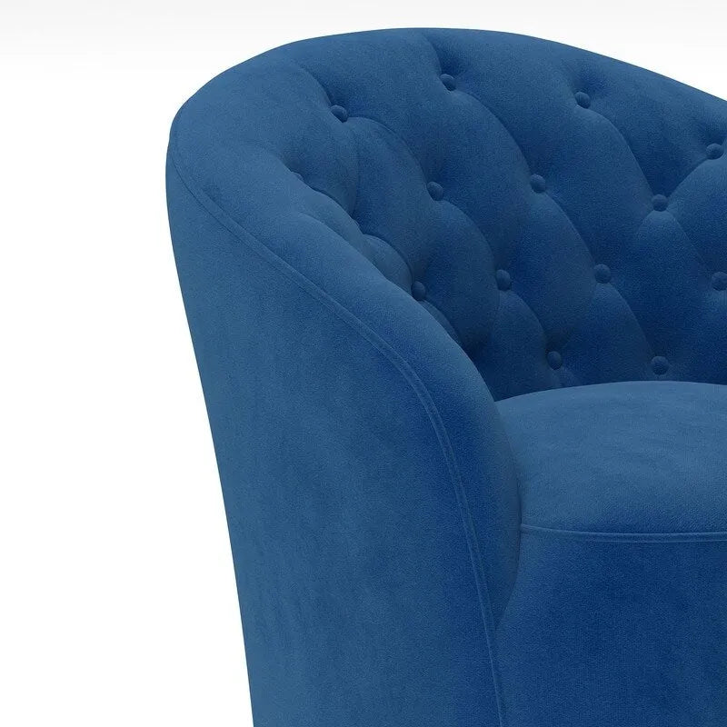 Velvet Upholstered 360 Degree Swivel Barrel Chair with Button Tufted Back 25