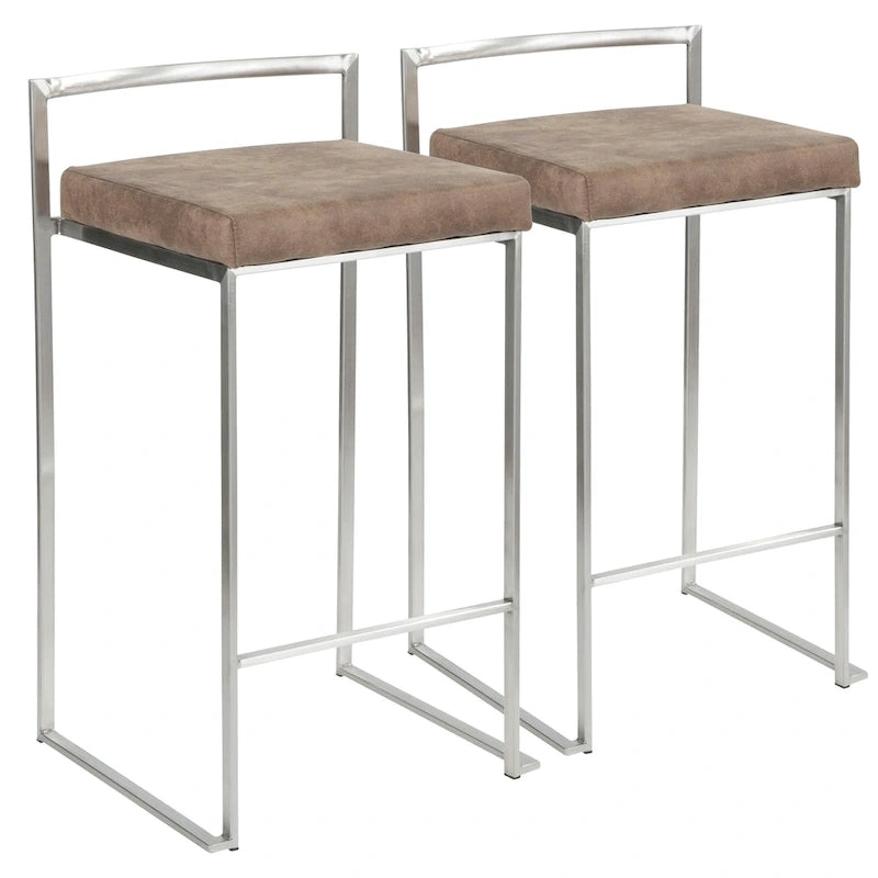 Sgabello da bancone impilabile in acciaio inossidabile completamente saldato Silver Orchid Forrest (set di 2) 23