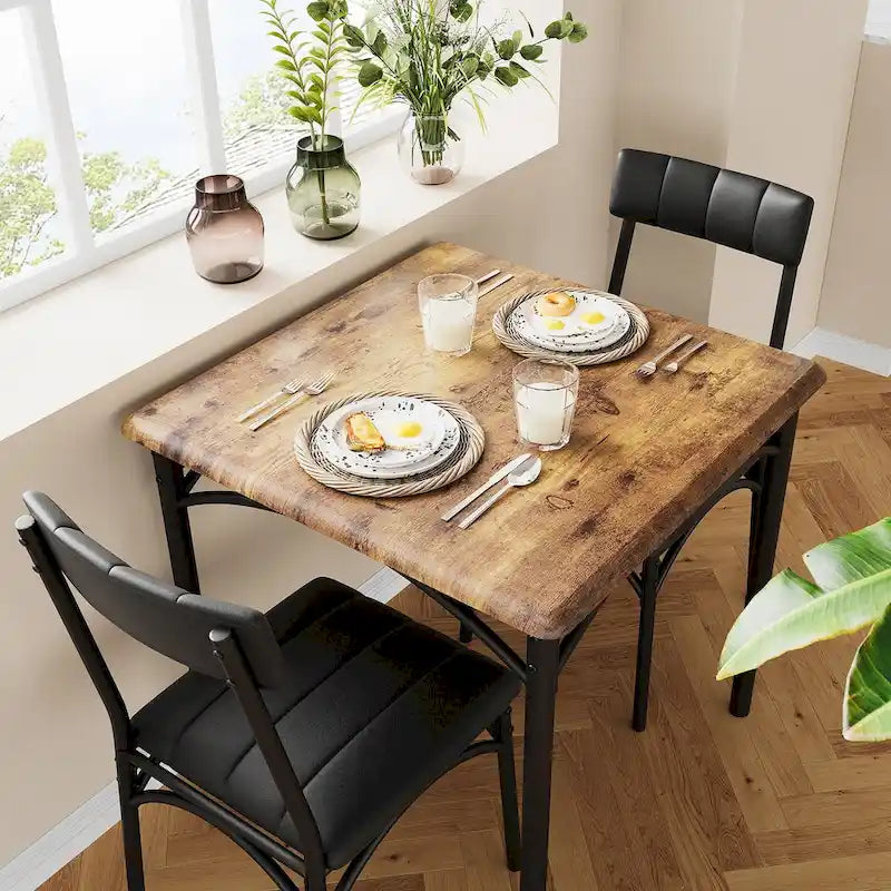 Dining Table Set for 2, Kitchen Table with Upholstered Chairs for 2 8