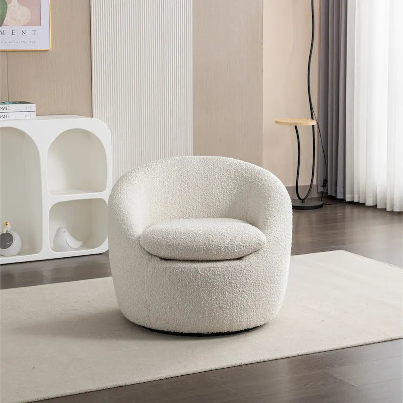 Swivel Barrel Chair - 360° Rotation - Boucle Fabric 5