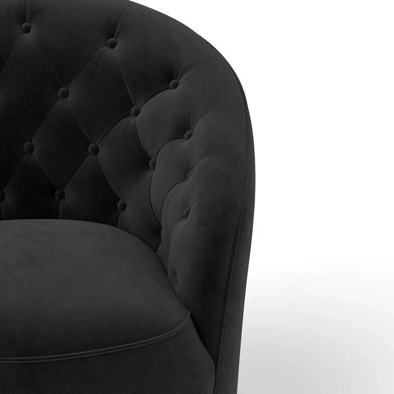 Velvet Upholstered 360 Degree Swivel Barrel Chair with Button Tufted Back 33