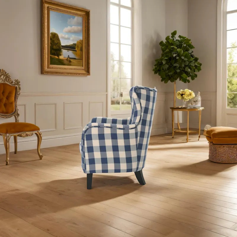Modern Retro 30.25 High Back Upholstered Arm Chair with Wood Legs for Living Room 34