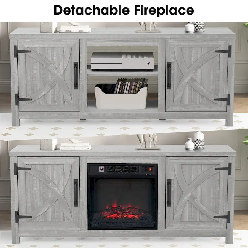 58 Farmhouse Electric Fireplace TV Stands Console Table for TV's up to 65 31