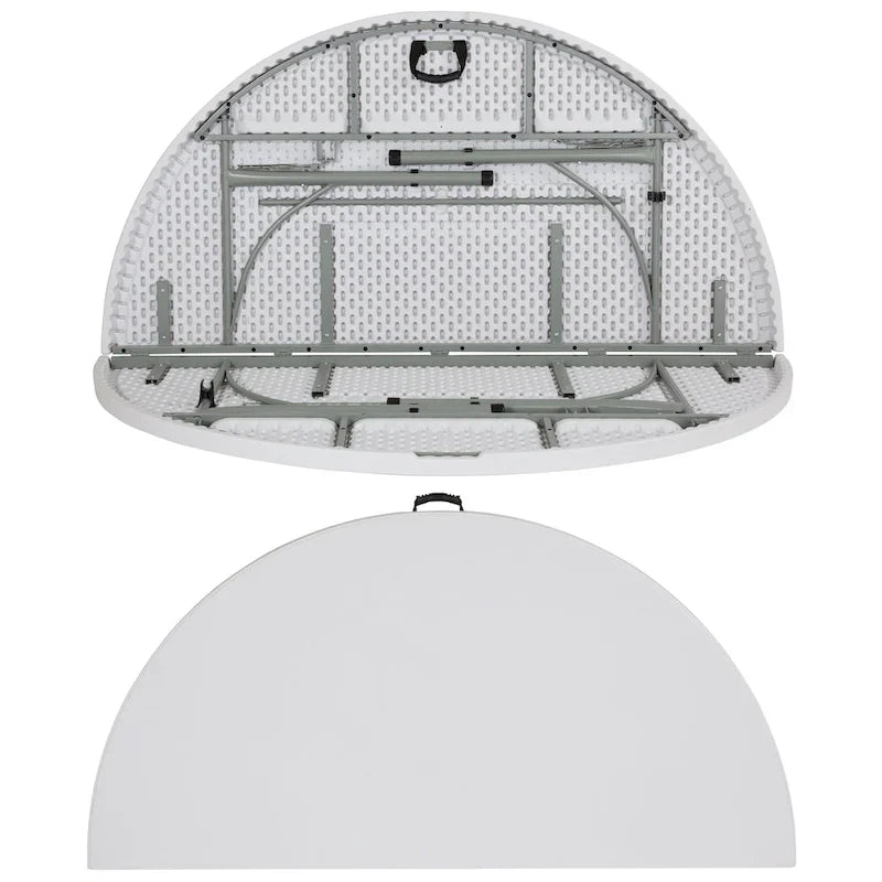 6-Foot Round Bi-Fold Plastic Event Folding Table with Handle 7