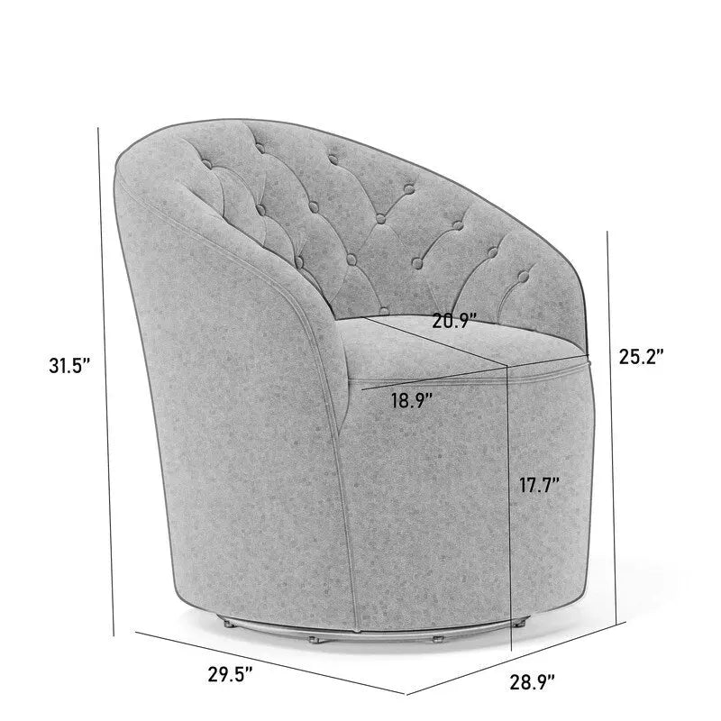 Velvet Upholstered 360 Degree Swivel Barrel Chair with Button Tufted Back 17